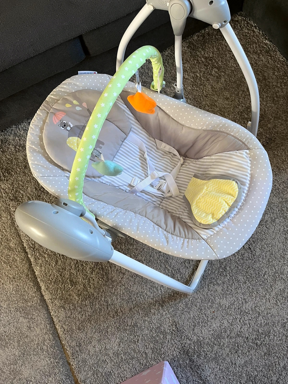Espreguiçadeira De Bebé Asalvo Com Brinquedo E Musical Verde E Cinzento