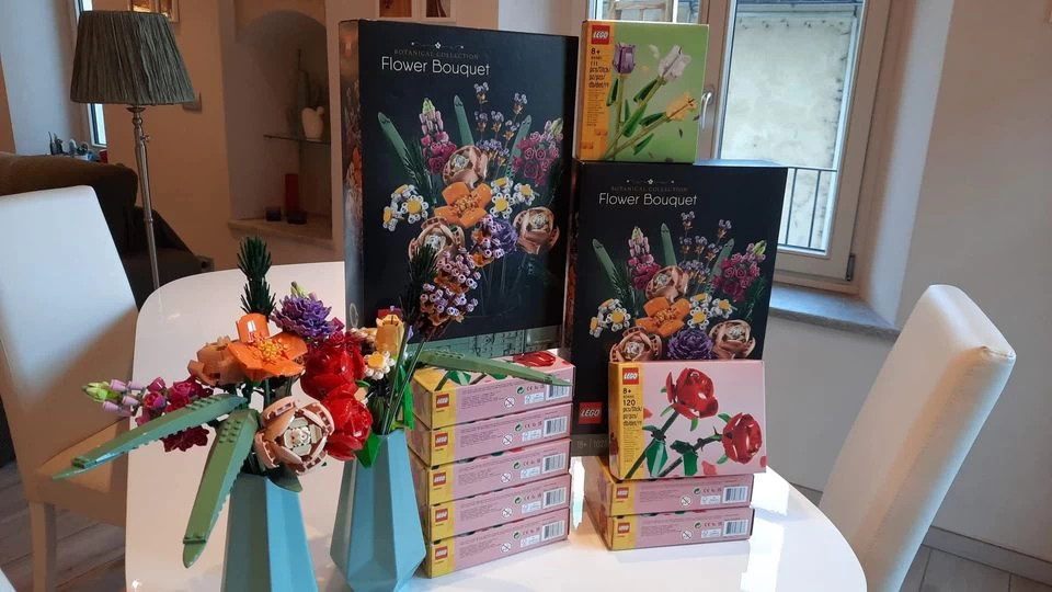 Lego Fiori Bouquet 10280, Rose Rosse 40460, Tulipani 40461 e GIrasoli 40245  Pacco Super o MEGA