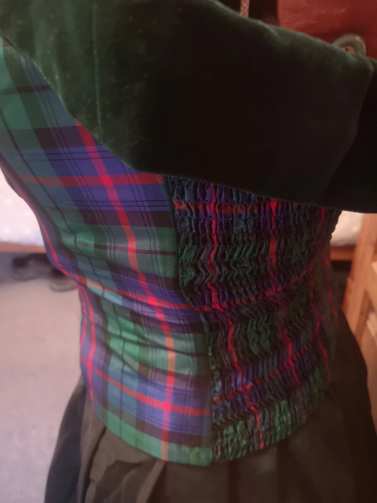 Mondi Gala Green Plaid Tartan Bodice Corset Strapless Top 36 (8)Bustier &  Full Circle Skirt 38