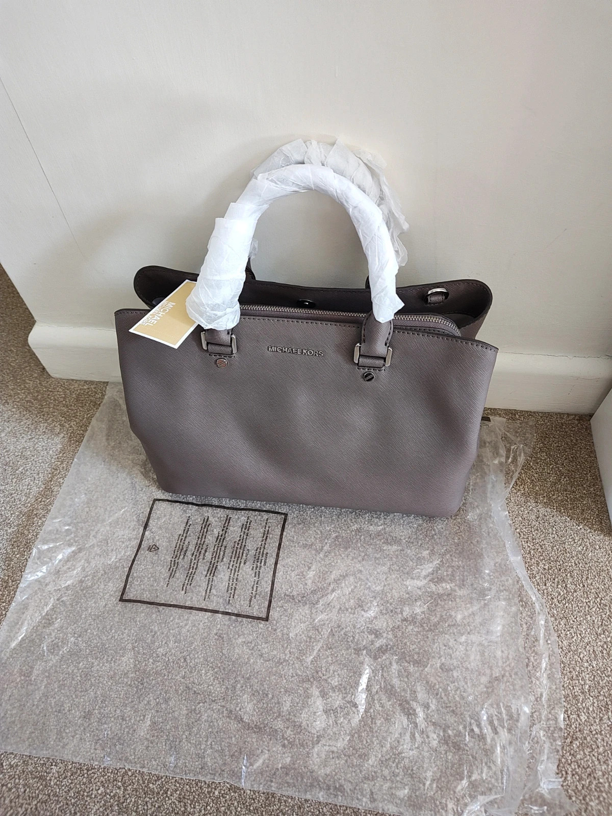 Michael Kors Savannah Large Saffiano Taupe Leather Bag BNIB Vinted