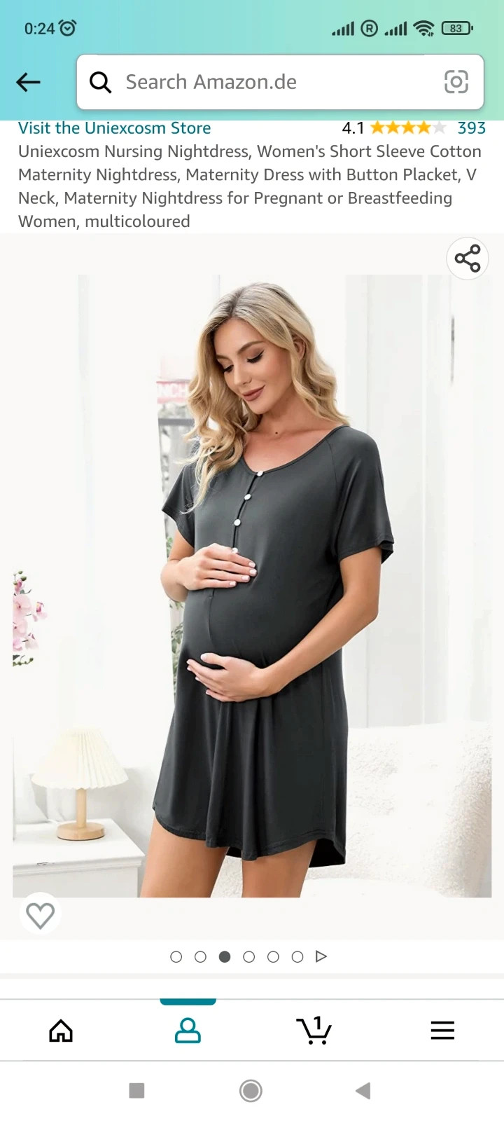 Uniexcosm Maternity Nursing Nightdress Women's Short Sleeve