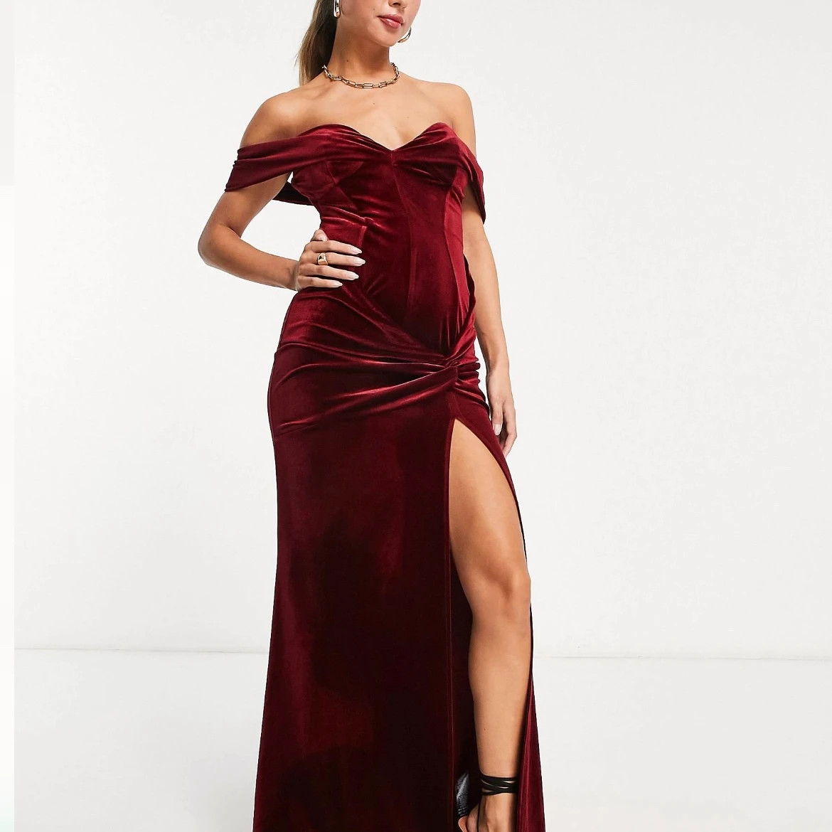 Asos Red Carpet Velvet Drape Maxi Dress, $133, Asos