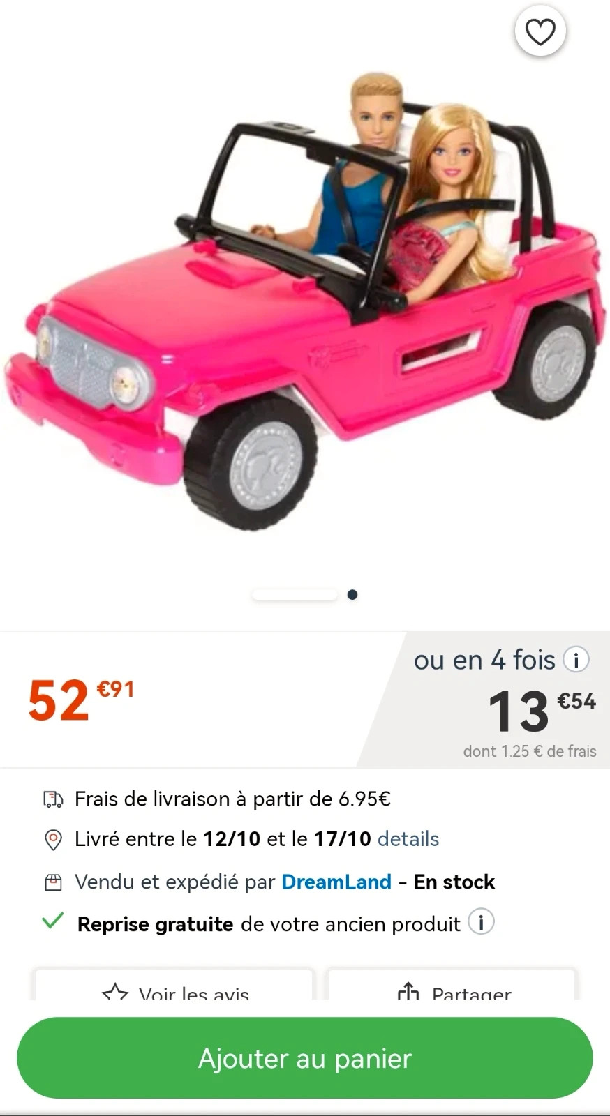 4x4 jeep cruiser Barbie voiture cabriolet rose Vinted
