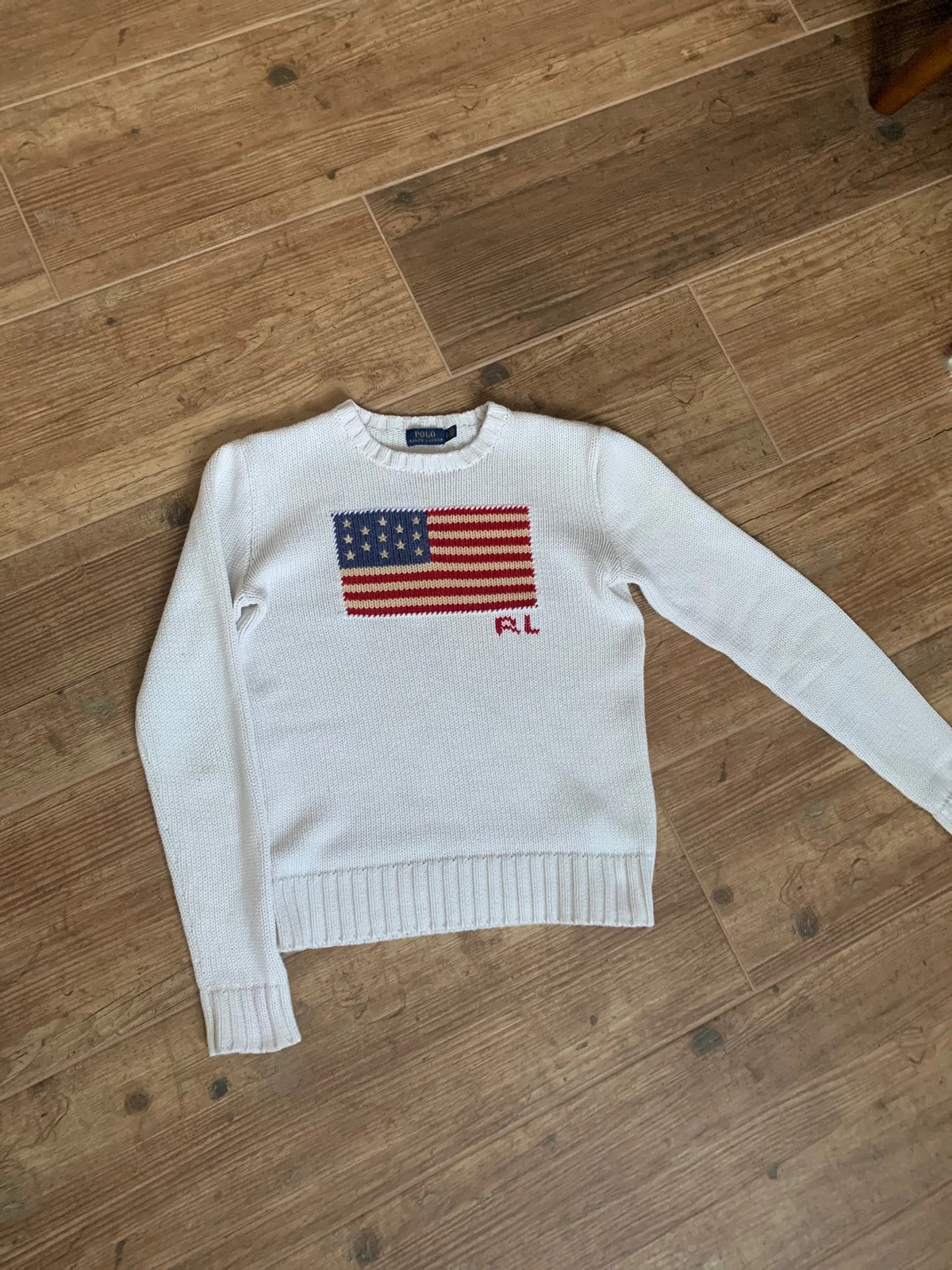 Vintage American flag knit sweater Brand is Six - Depop