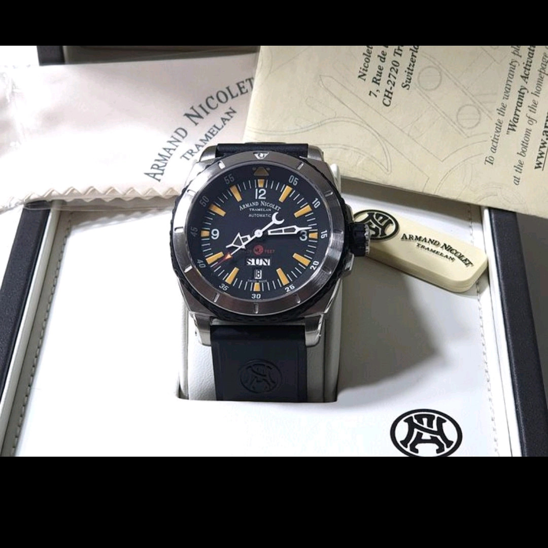 Armand Nicolet S05 3 Day Date Black Dial Black Rubber Strap