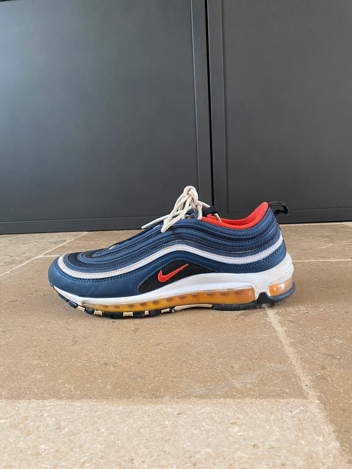 Air max 97 clearance midnight navy/habanero red ราคา