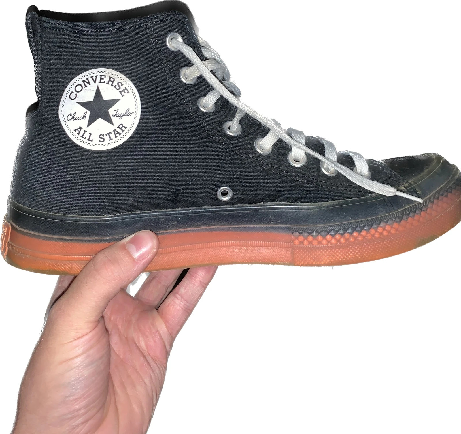 Converse top noir transparente