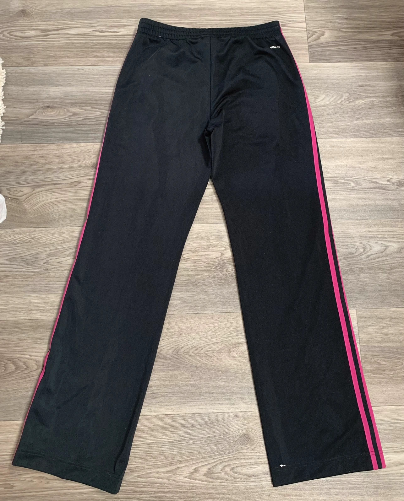 Black with pink stripes adidas wide legged tracksuit bottoms | Vinted