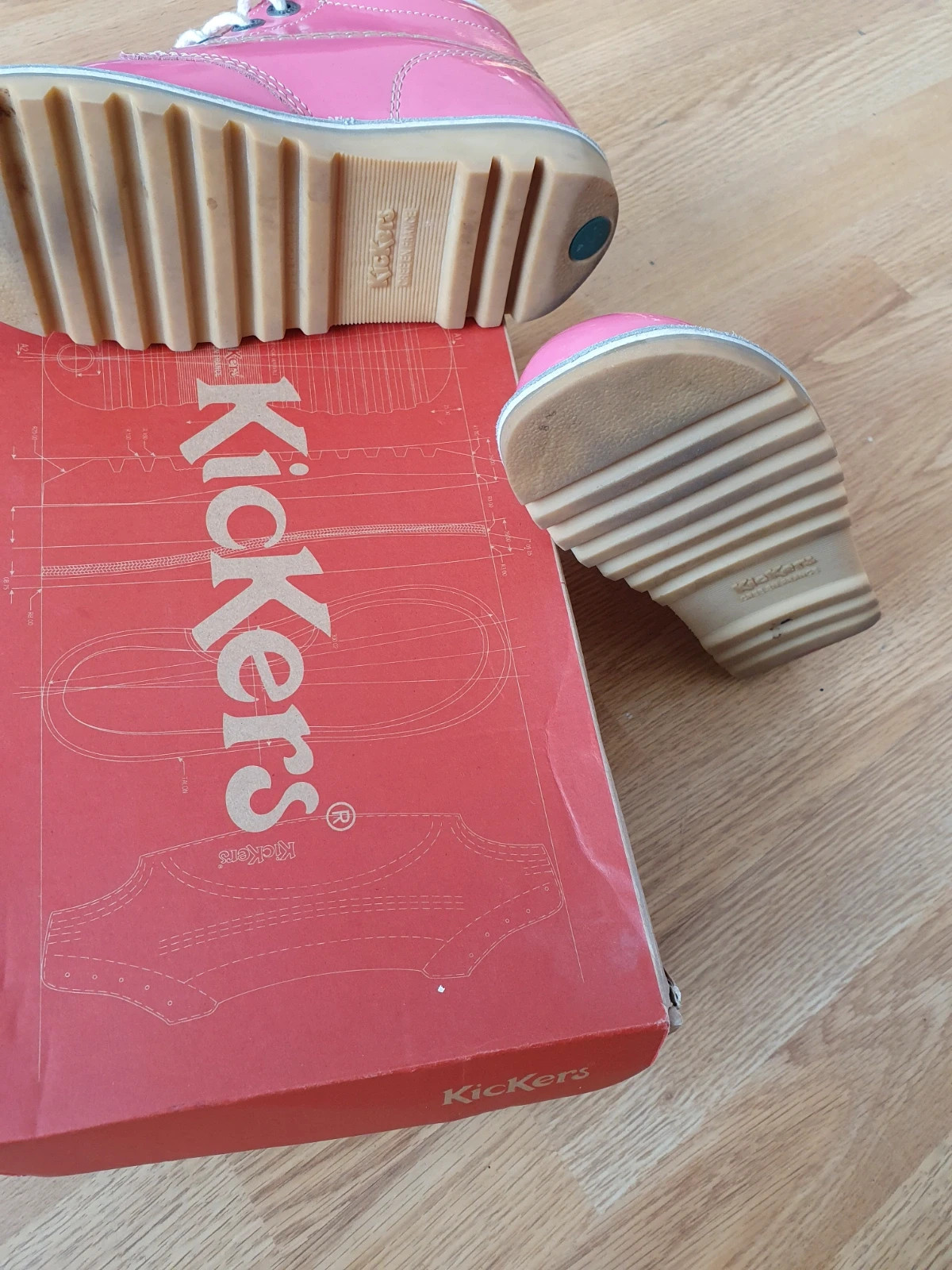 Kickers Pink Hi Patent UK Size 3 Like New Boxed Vinted