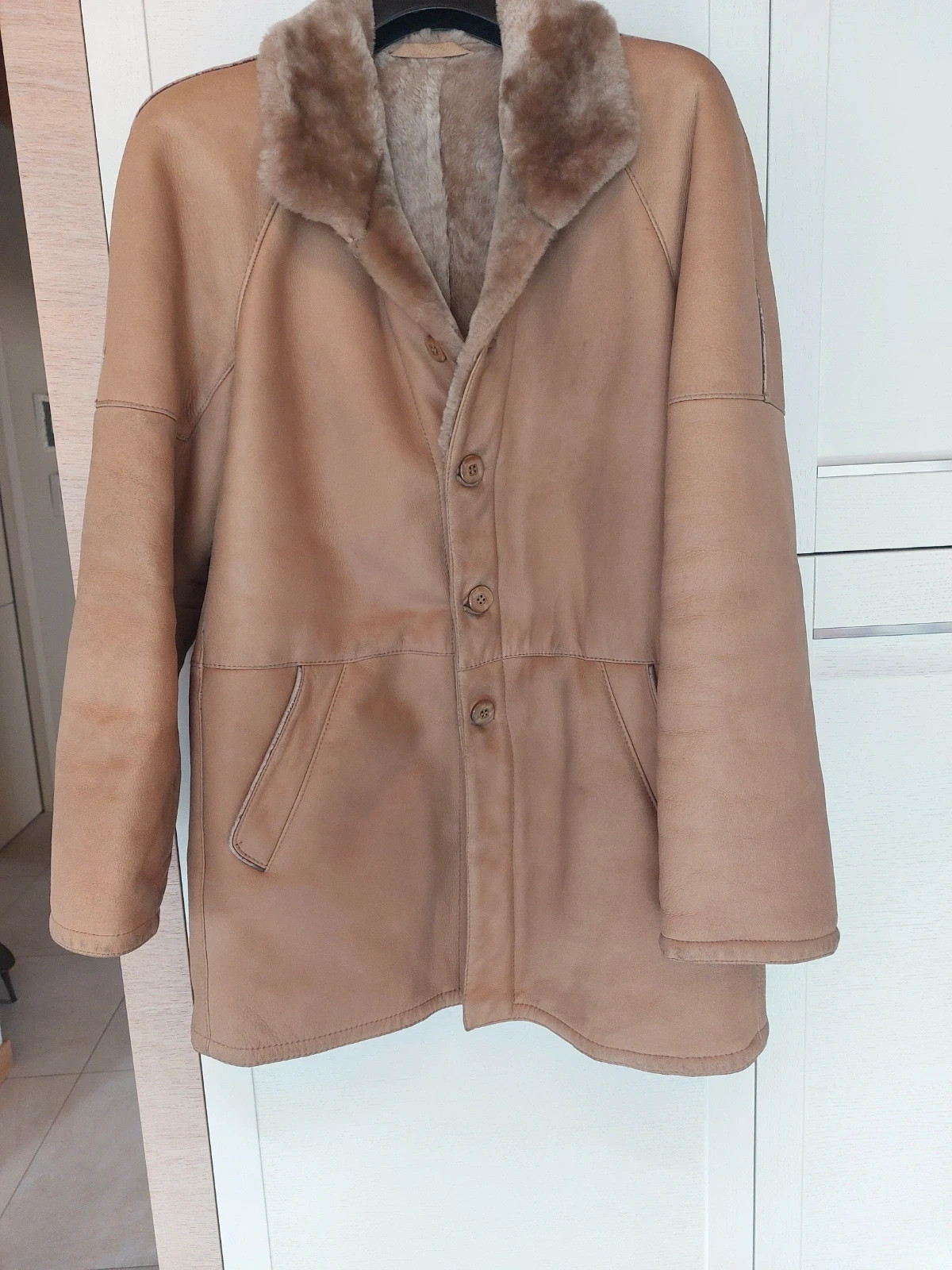 Cappotto vera pelle con eco pelliccia vintage