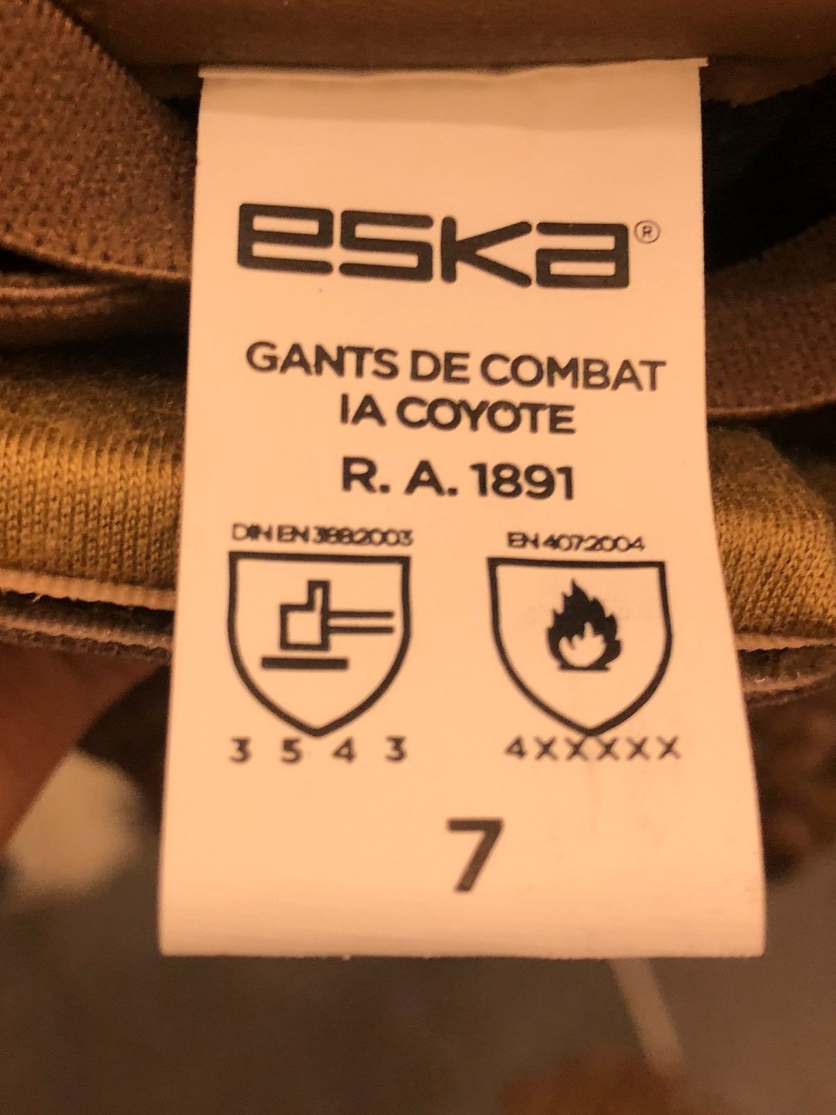 GANTS DE COMBAT coqués coyote armée française de marque ESKA en