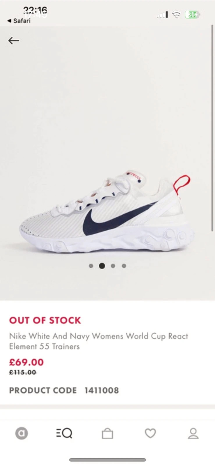 Nike white and navy womens world cup react element shop 55 trainers