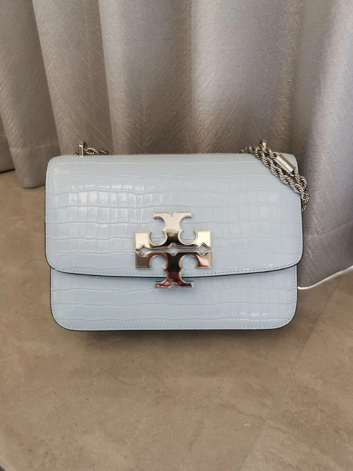 tory burch small eleanor embossed shoulder bag blue mist. | Vinted