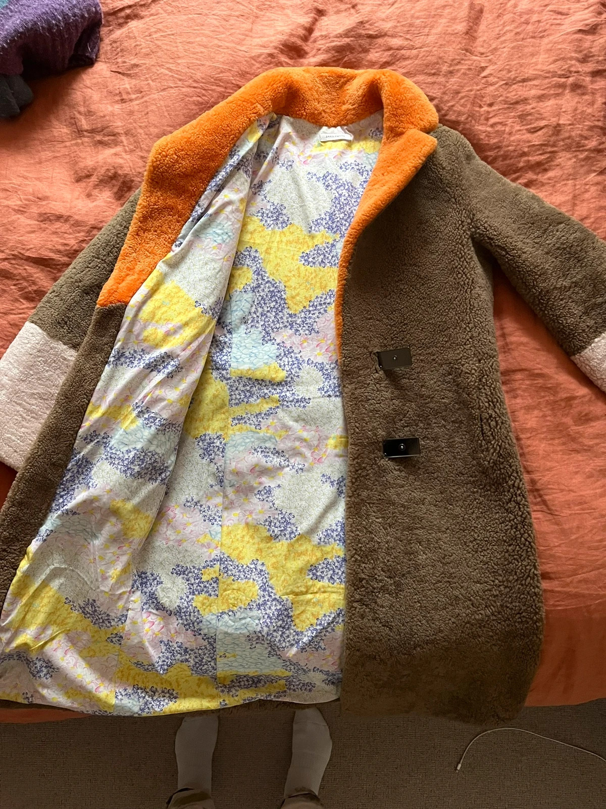 Saks Potts Febbe Flower Brown Orange Shearling Coat Size 1 UK 8 Vinted