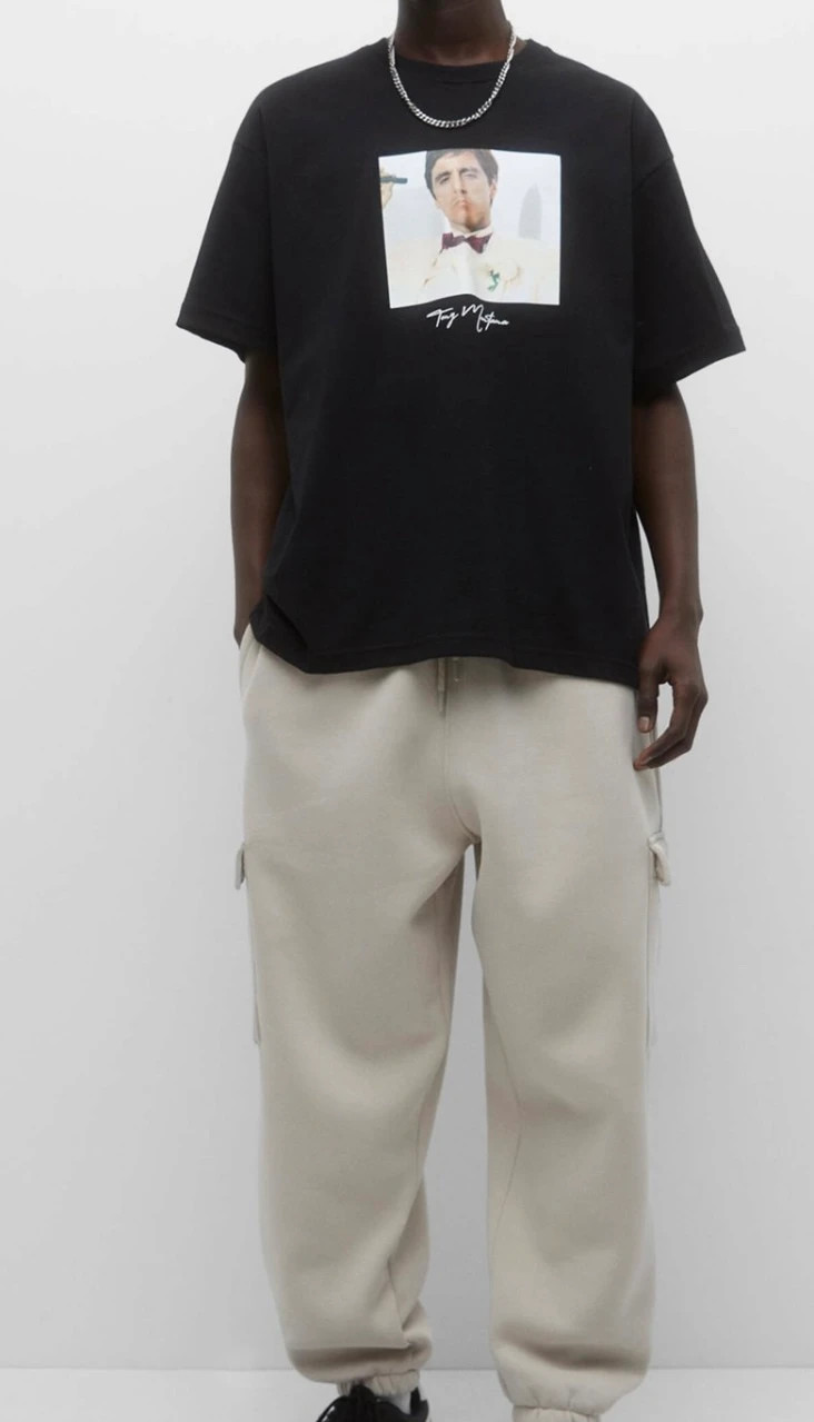 T shirt Pull Bear stampa Tony Montana Scarface