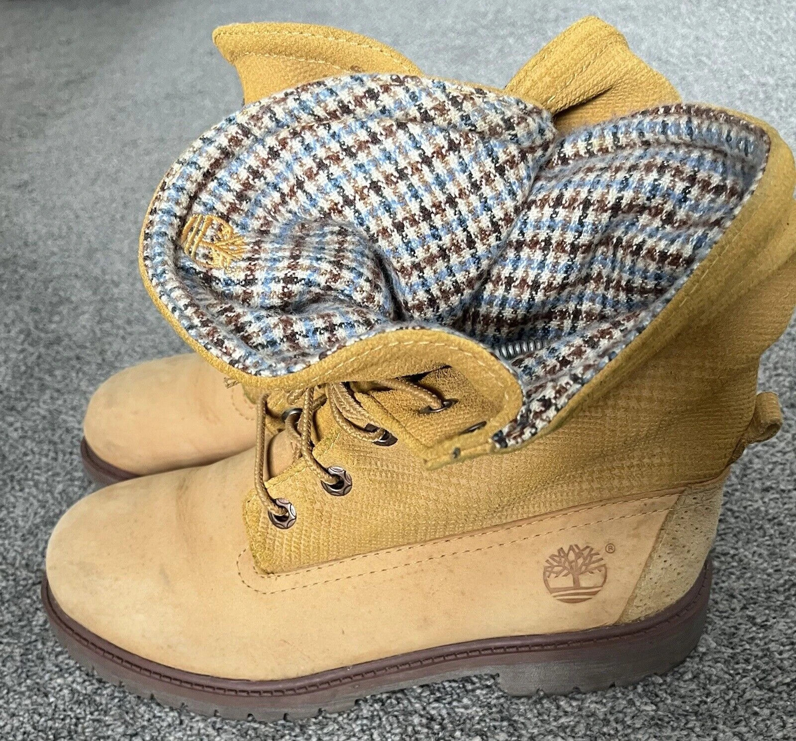 Men s Timberland Roll Top Yellow Suede Boots Shoes UK 5.5 6M