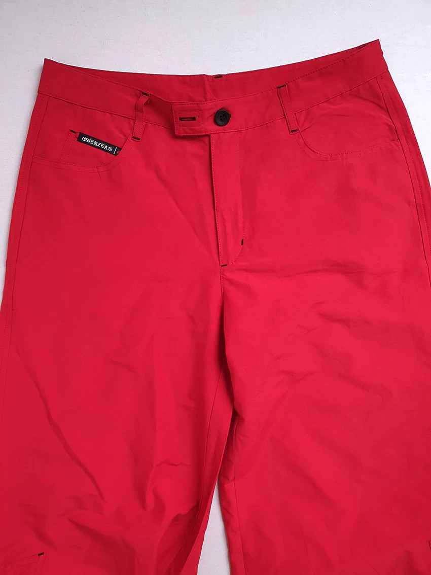 EU-M/L Y2k OVERZEAS Skater Super Flare Pants Red Vintage Rave 2000