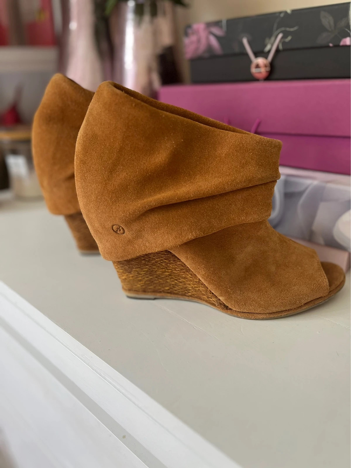 Bronx Chestnut Tan Brown Suede Wedge Ankle Boots Size 6 Vinted