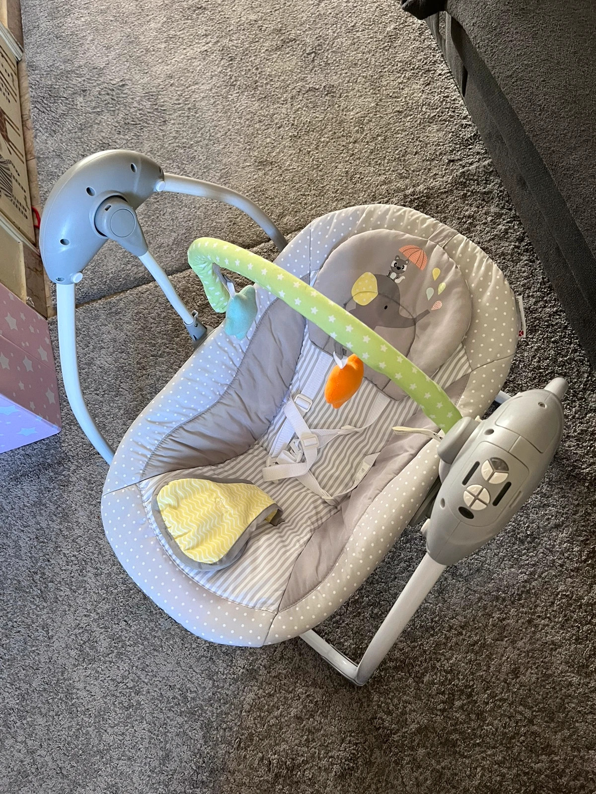 Espreguiçadeira De Bebé Asalvo Com Brinquedo E Musical Verde E