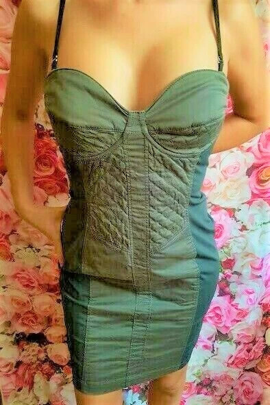 Vintage wash quilted denim zip up corset size  - Depop