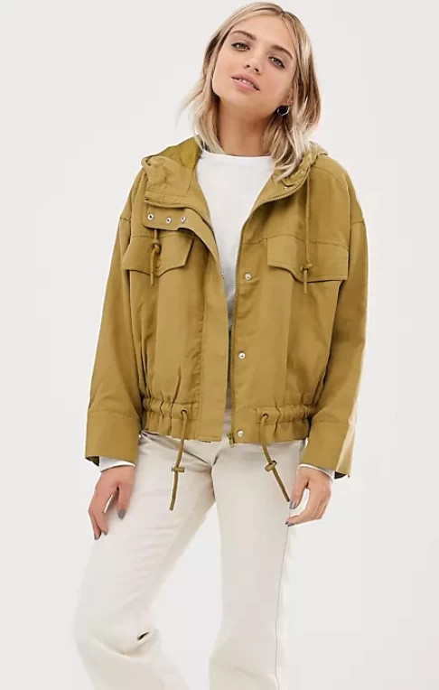 Weekday hooded bomber jacket green Vinted