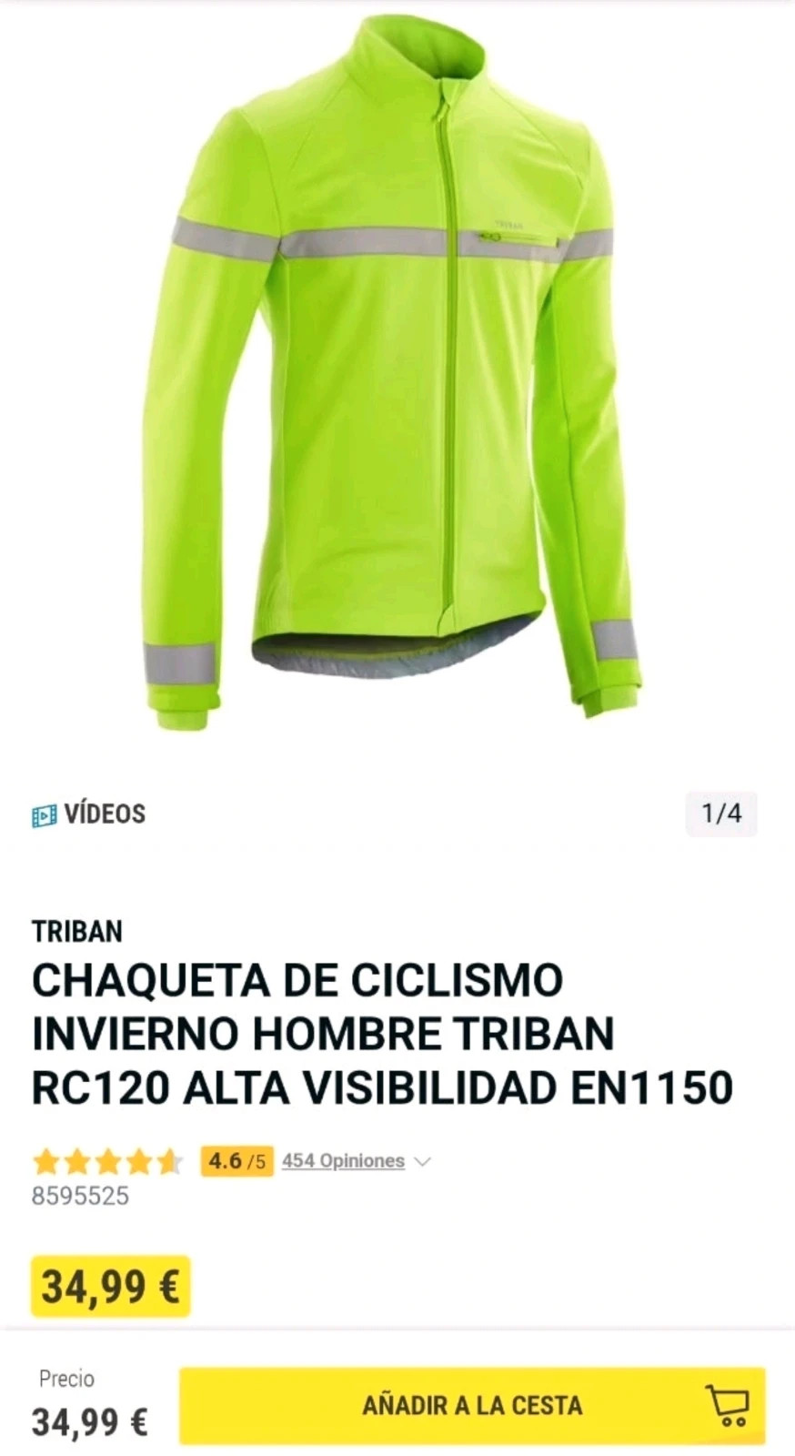 CHAQUETA DE CICLISMO INVIERNO HOMBRE TRIBAN RC 500