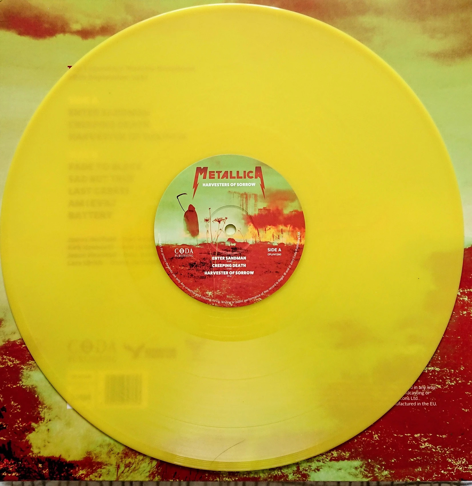 Metallica - Harvesters of Sorrow - Yellow Vinyle LP Limited Edition