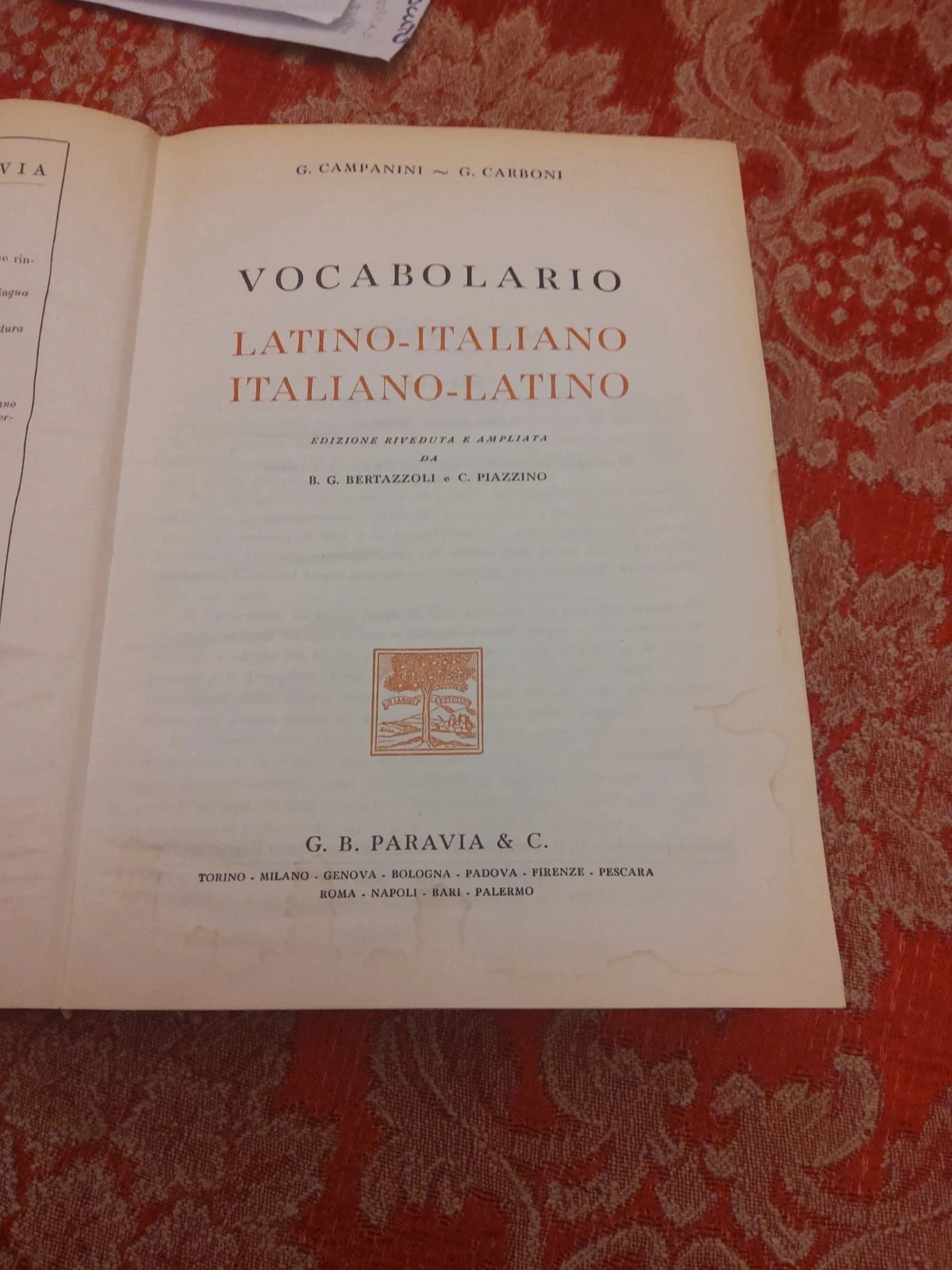 Vocabolario dizionario latino-italiano e italiano-latino 1961 leggere  descrizione