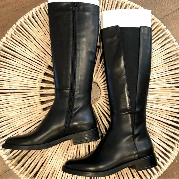 Ladies black leather knee hotsell high boots size 6