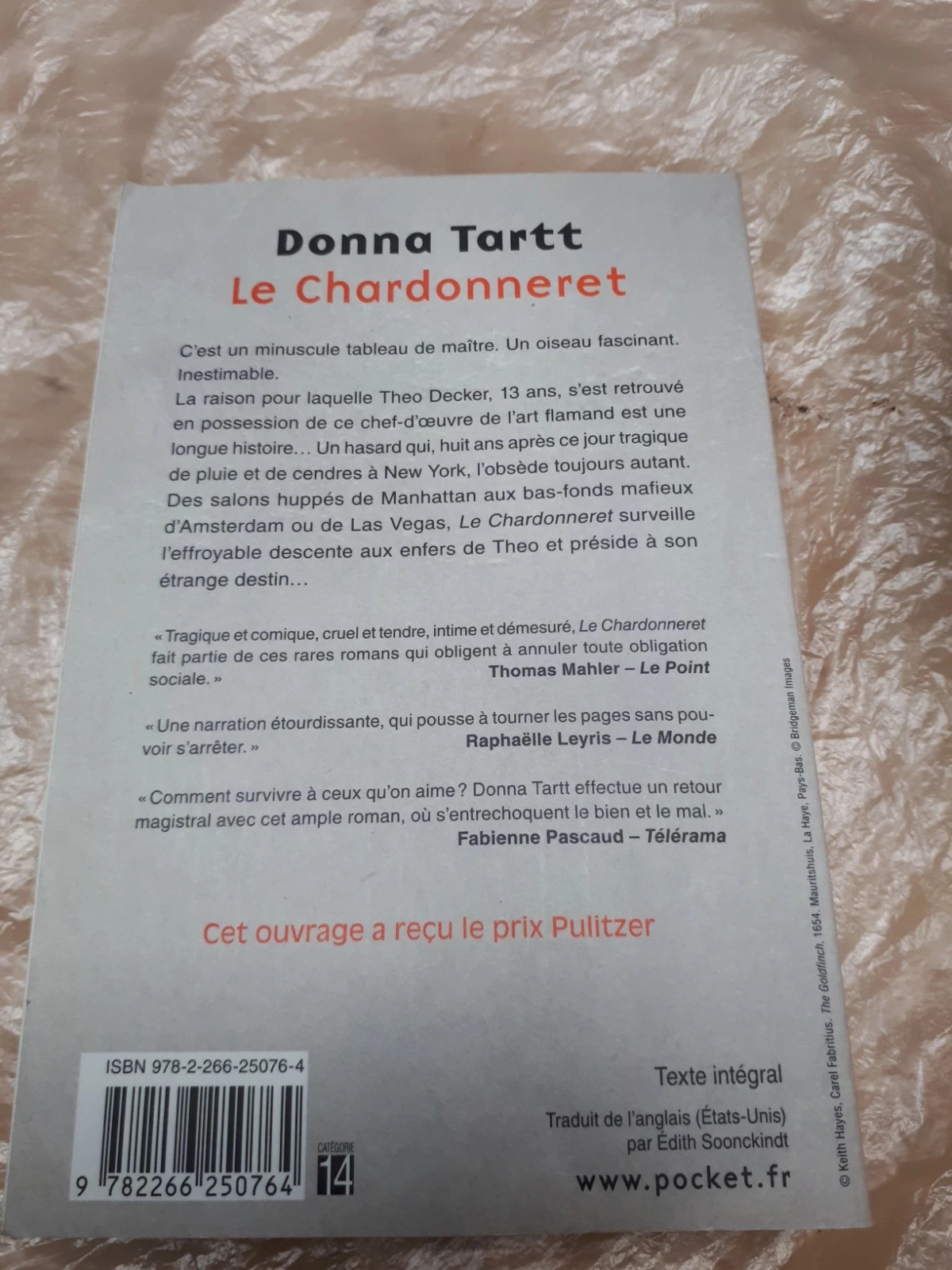 roman le chardonneret Donna Tartt Prix Pulitzer
