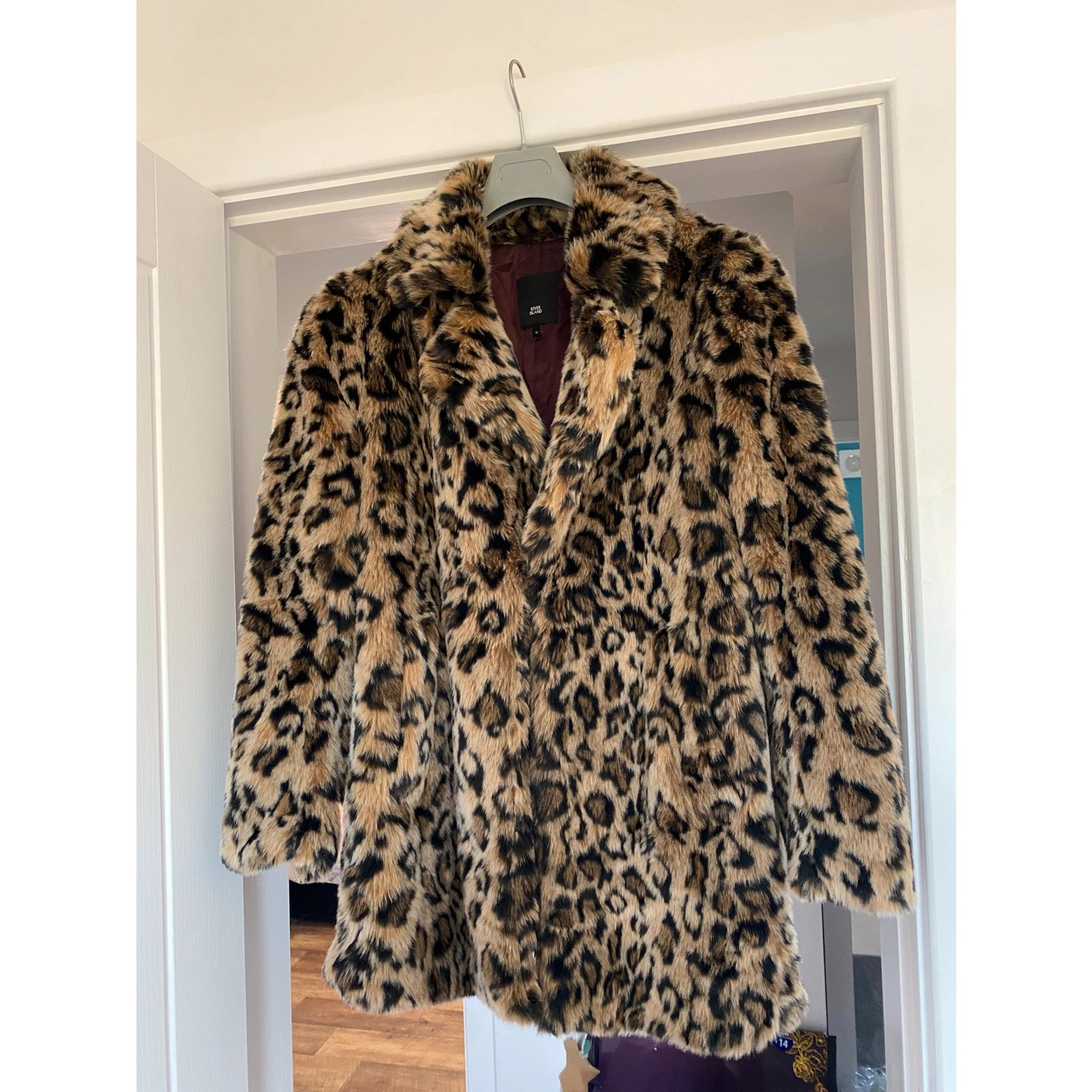 Leopard print jacket faux clearance fur