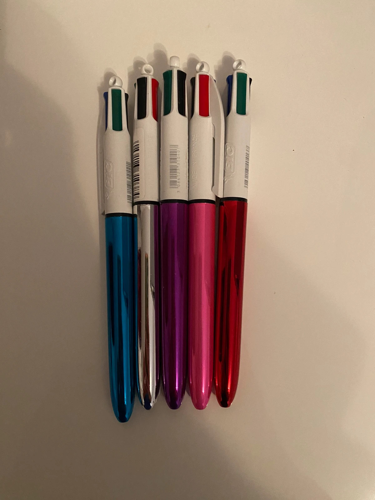 5 stylos bic 4 couleurs shine