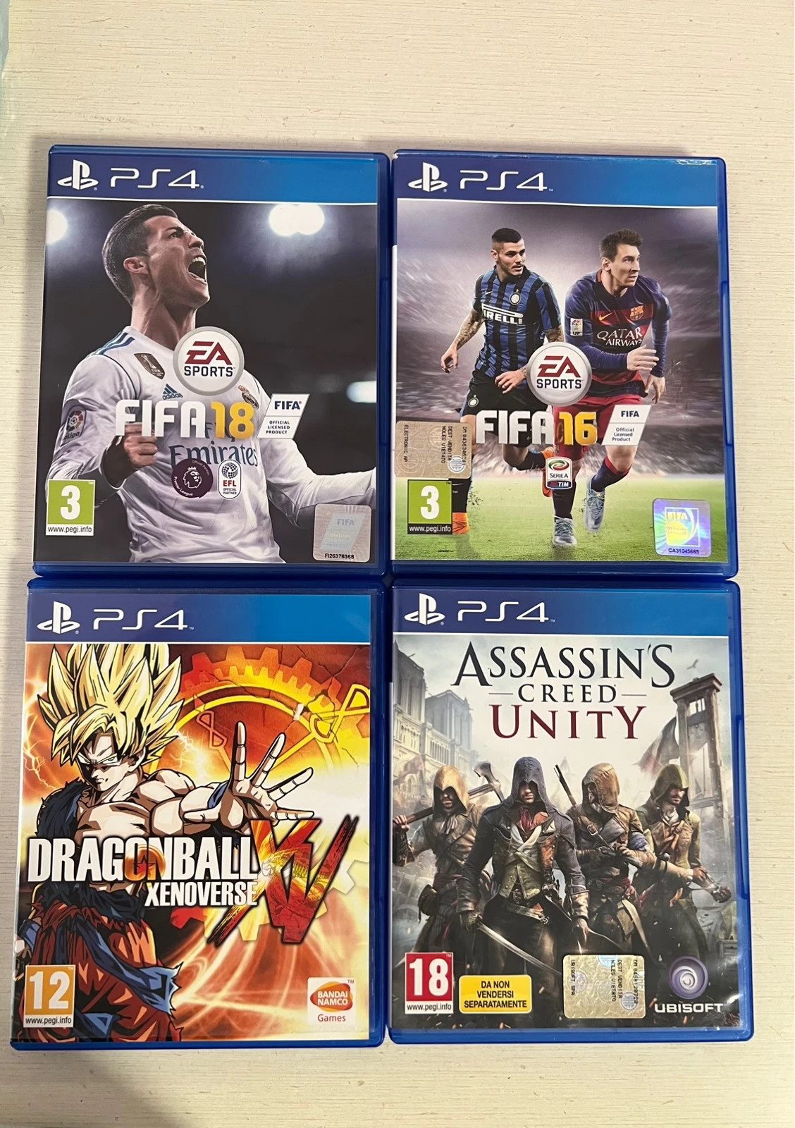 GIOCHI PS4 ASSASSIN'S CREED UNITY-FIFA 16-FIFA 17-FIFA 18-FIFA 19