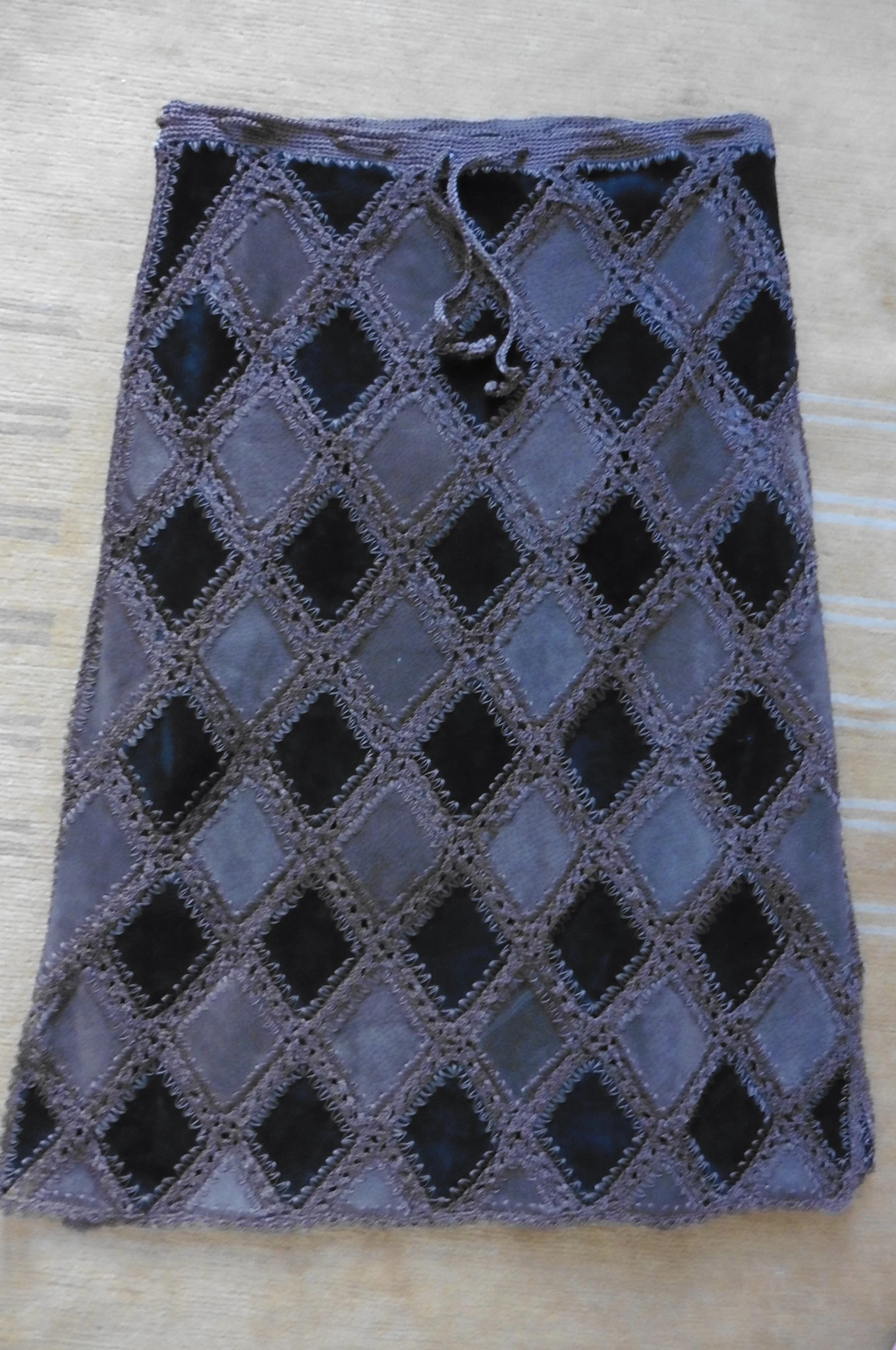 Jupe Rene Derhy en patchwork de daim 100 cuir noir et marron T 36 38 Vinted