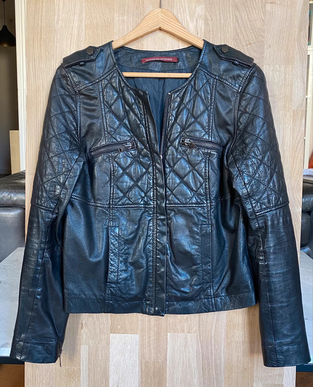 Blouson en cuir Comptoir des Cotonniers