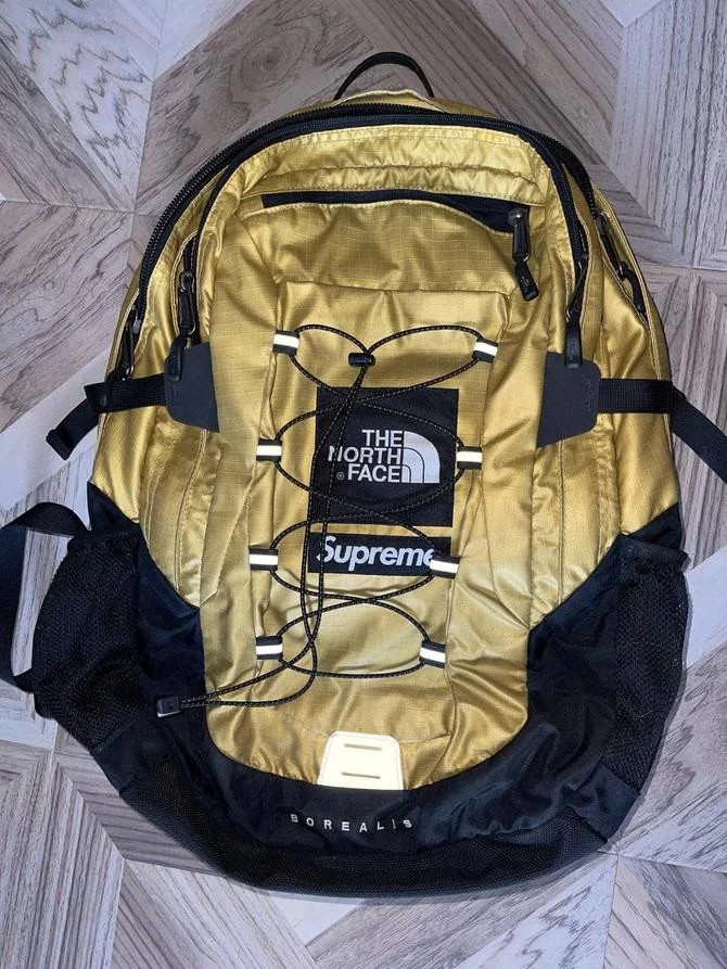 Supreme the north face store metallic borealis backpack rose gold