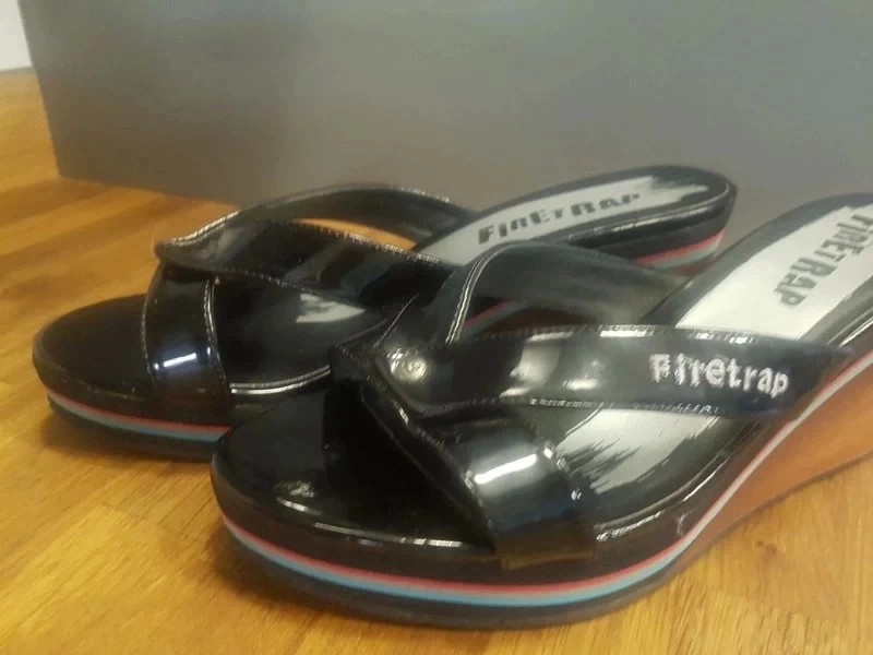 Firetrap wedges black patent leather size 5