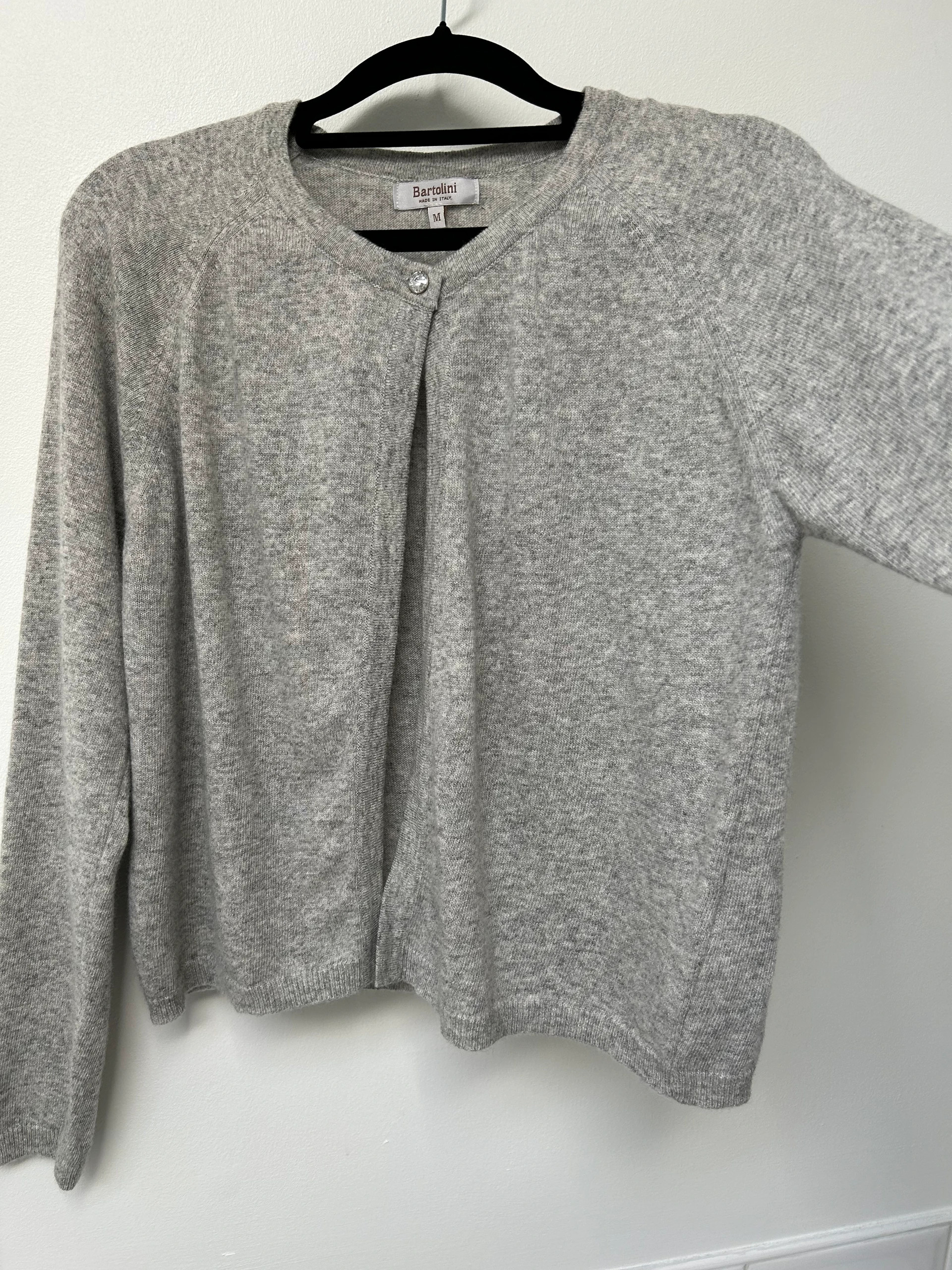 Bartolini Pale Grey Merino Wool Cashmere Blend Cardigan Crystal Button M UK10 12 Vinted