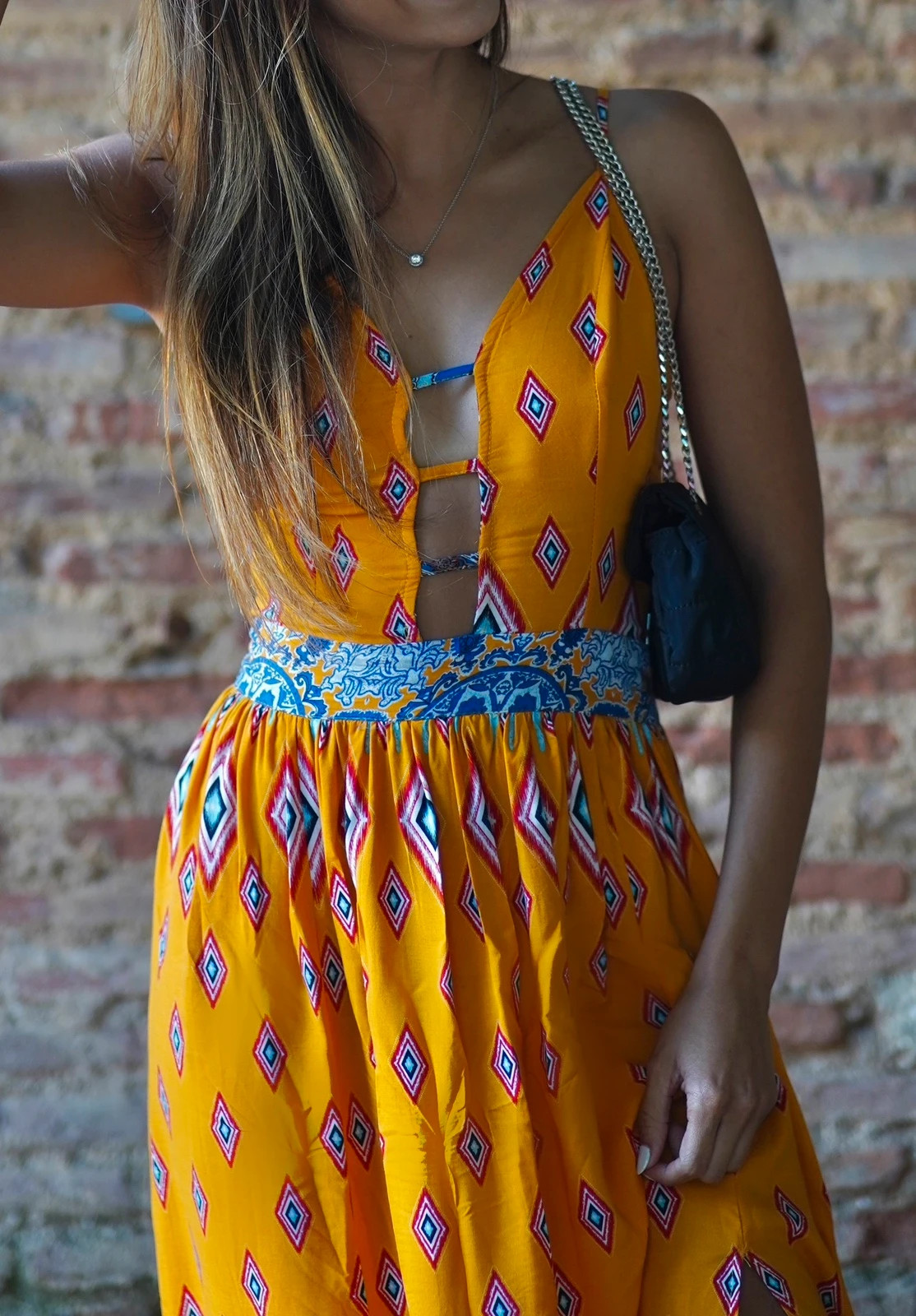 Vestido Shein boho tribal cor de laranja XS