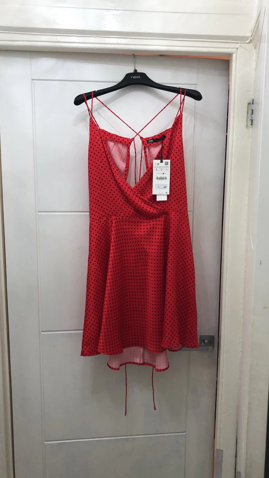 Zara red and black polka hot sale dot dress