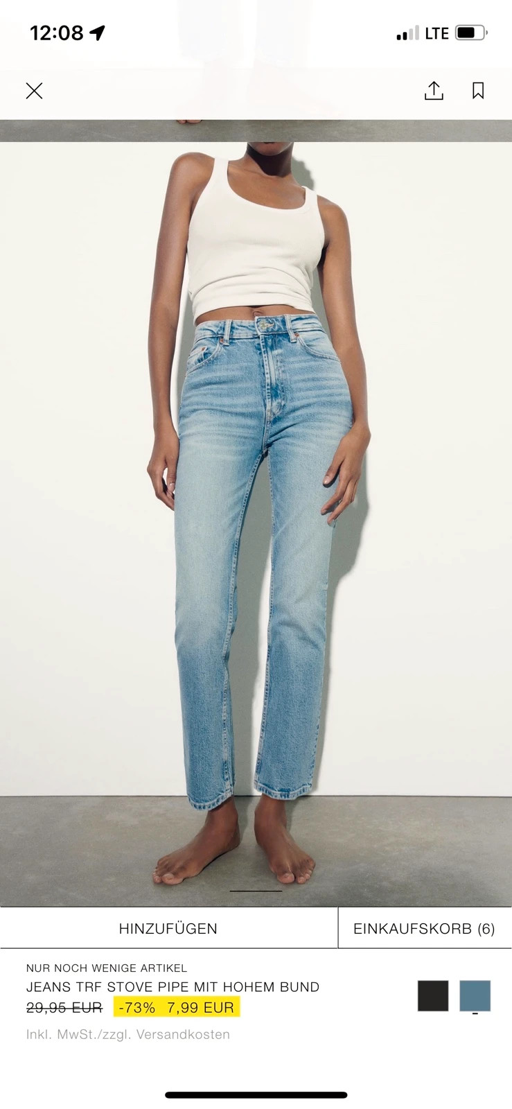 TRF STOVE PIPE JEANS WITH A HIGH WAIST