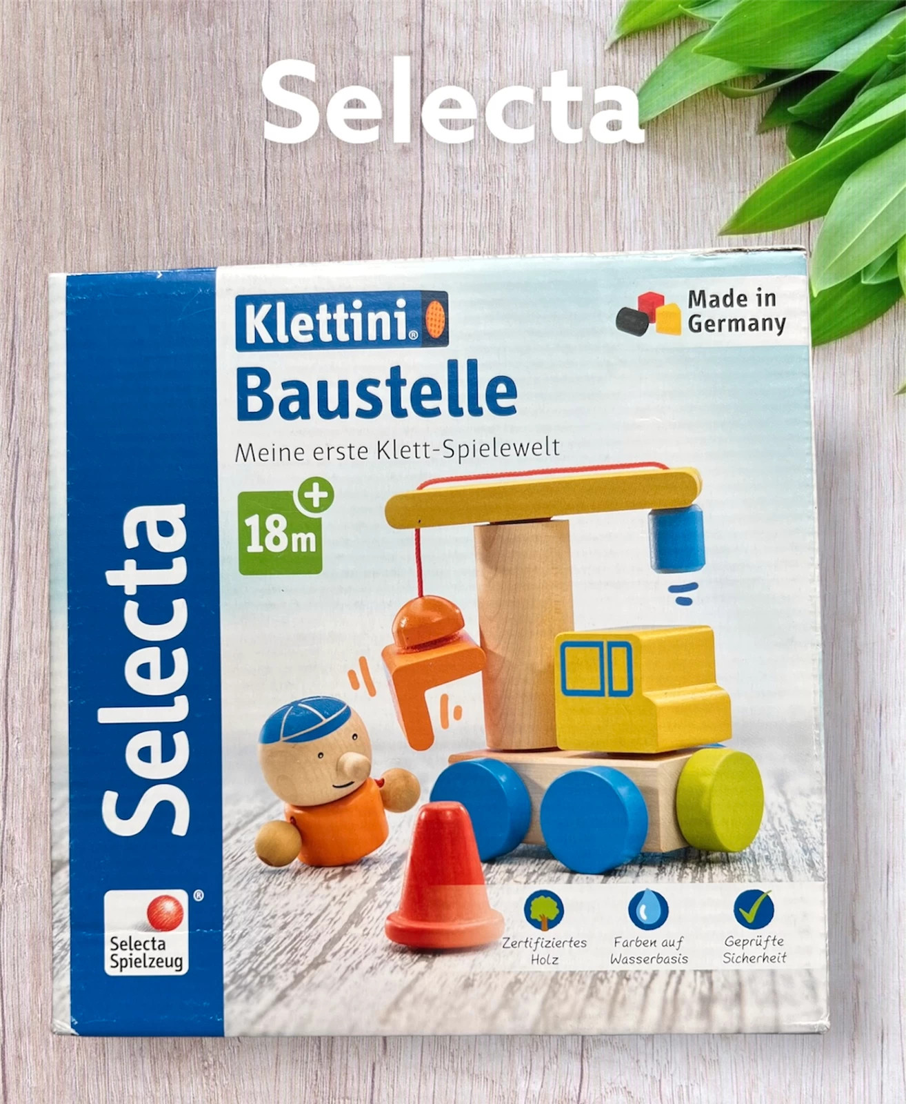 Selecta - Cantiere “Klettini”, giocattolo da impilare in legno, 8 pezzi,  62075