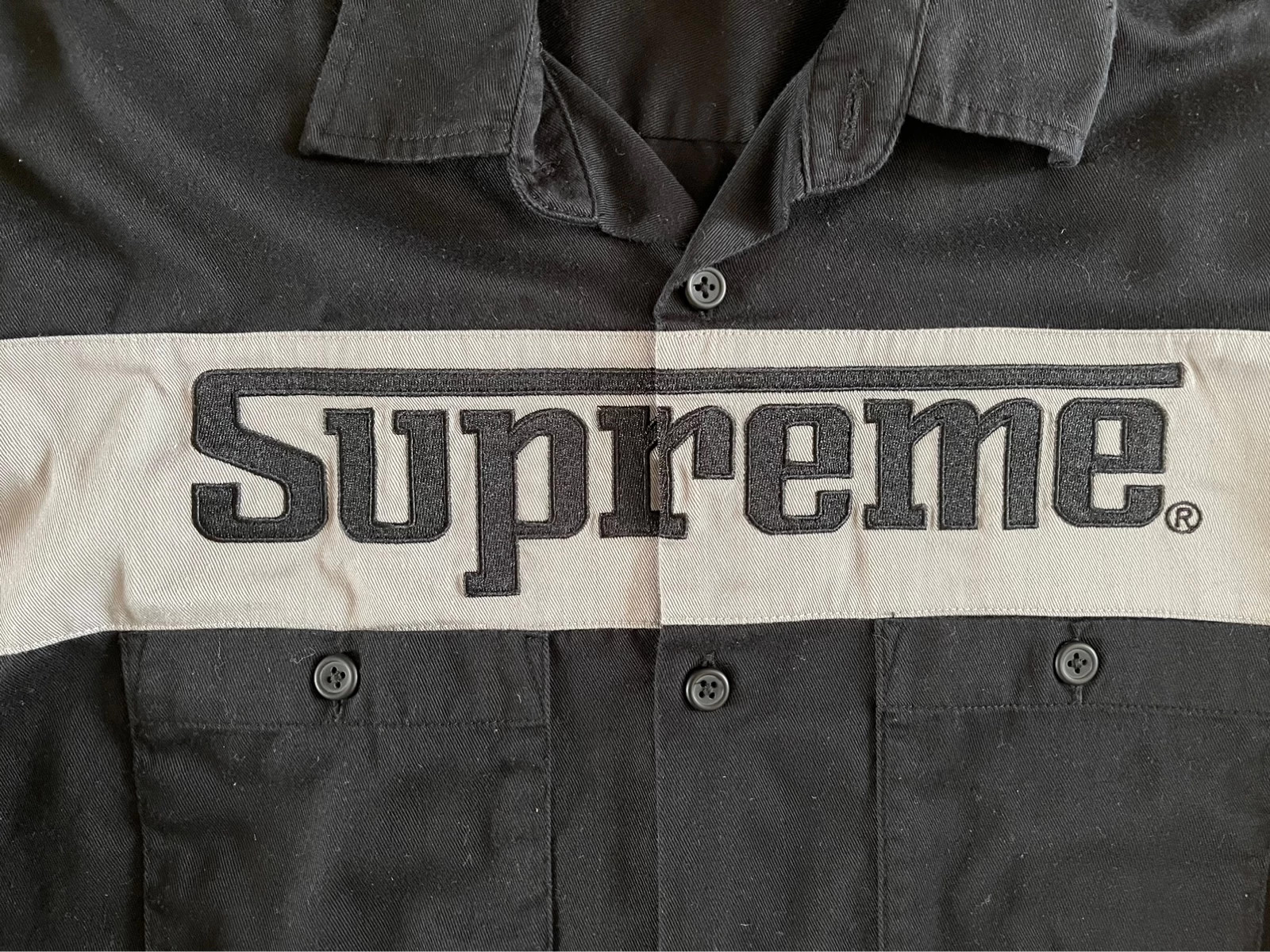 Supreme racing shop logo work shirt