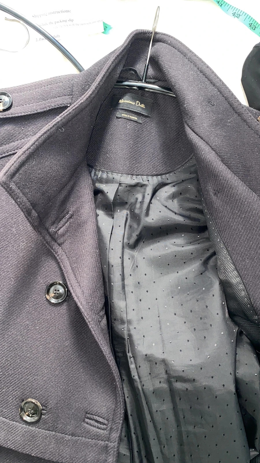 Massimo dutti handmade navy blue wool coat sales