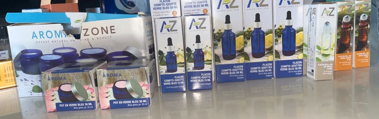 Flacon compte-goutte en verre bleu 30ml - Aroma-Zone