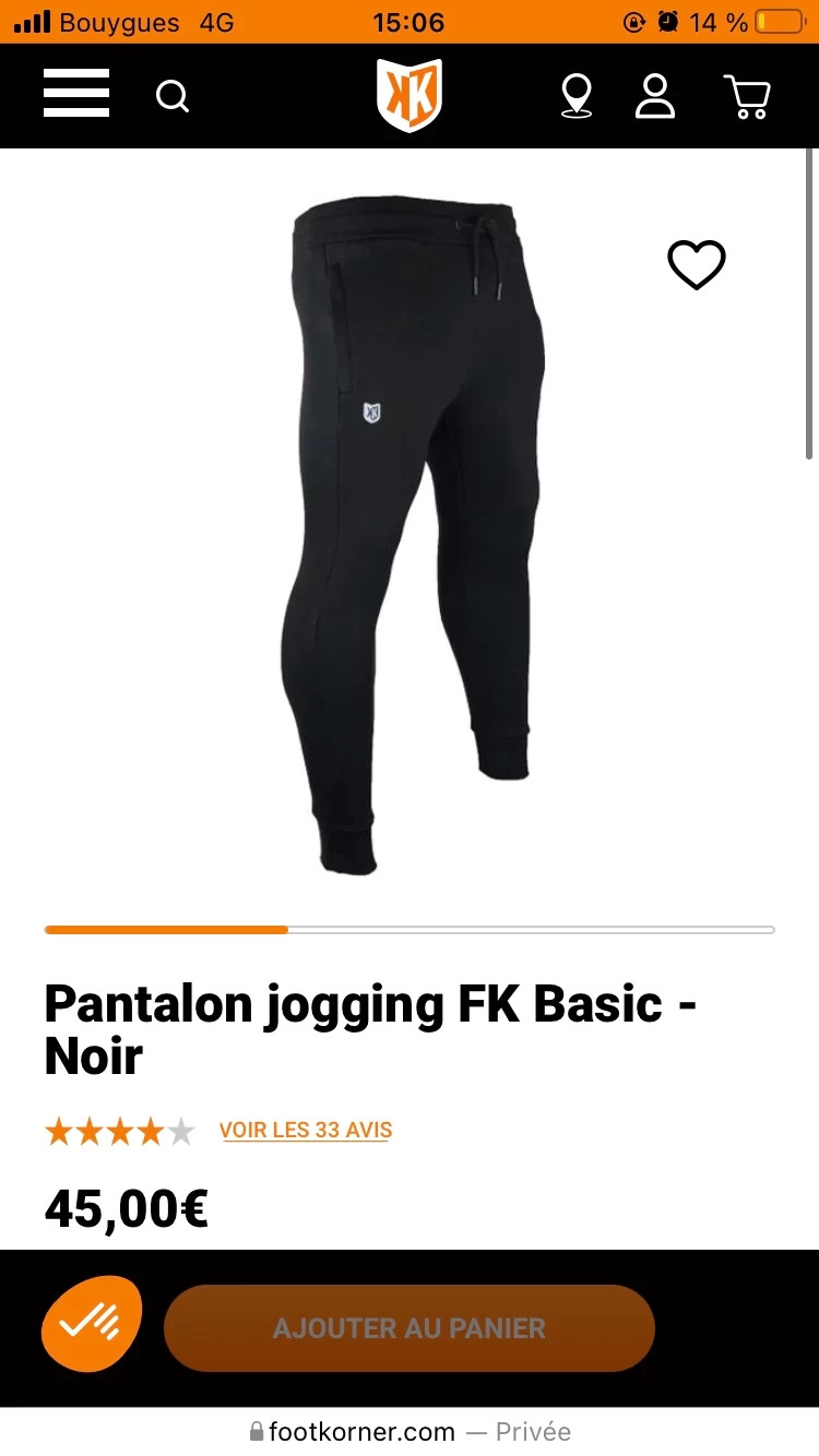 Pantalon jogging FK Basic - Noir – Footkorner