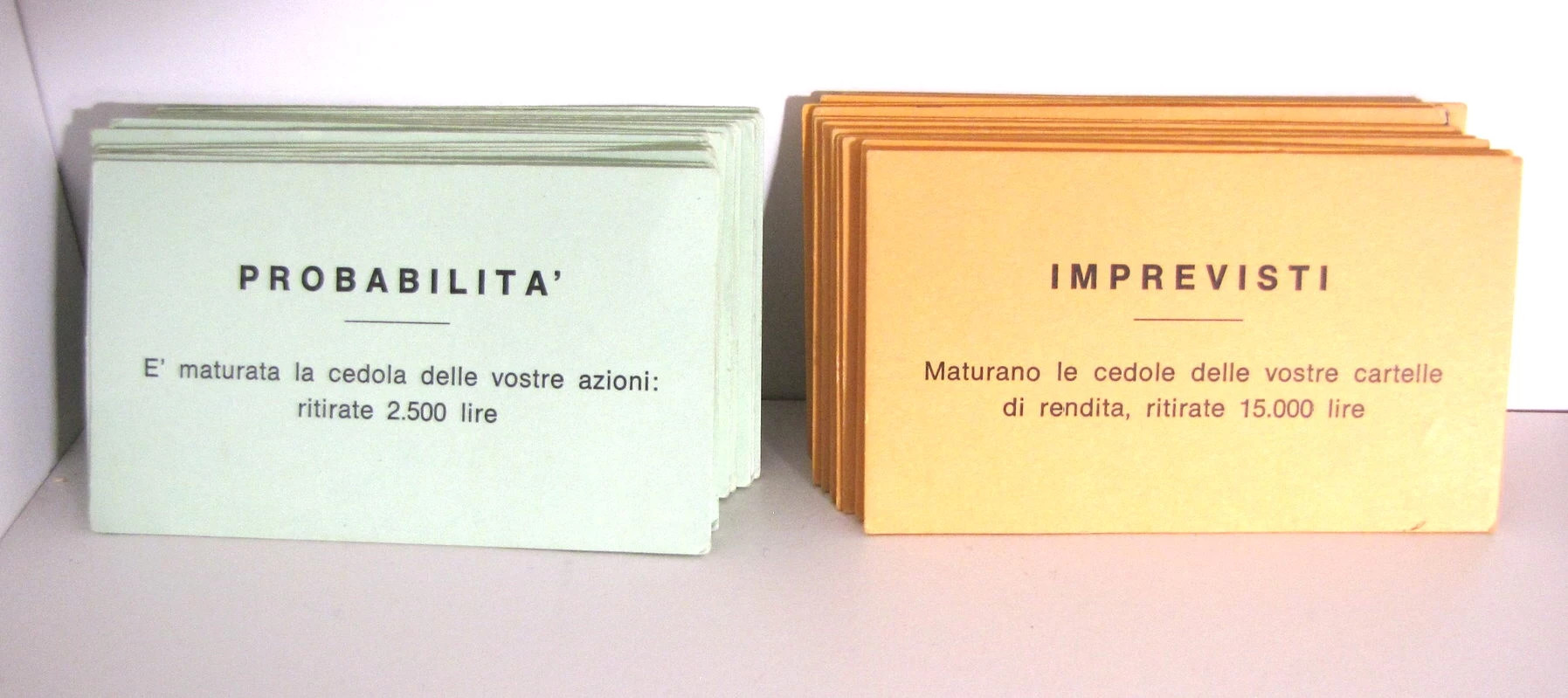 5 Imprevisti o probabilità Monopoli lire del 1985 art codice 1600  cartoncini ricambi vintage
