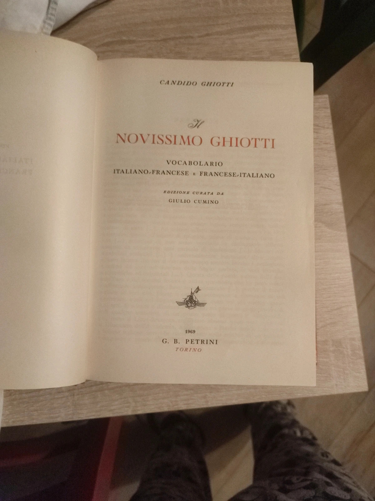 Vocabolario Italiano-francese e francese-italiano il novissimo -Ghiotti