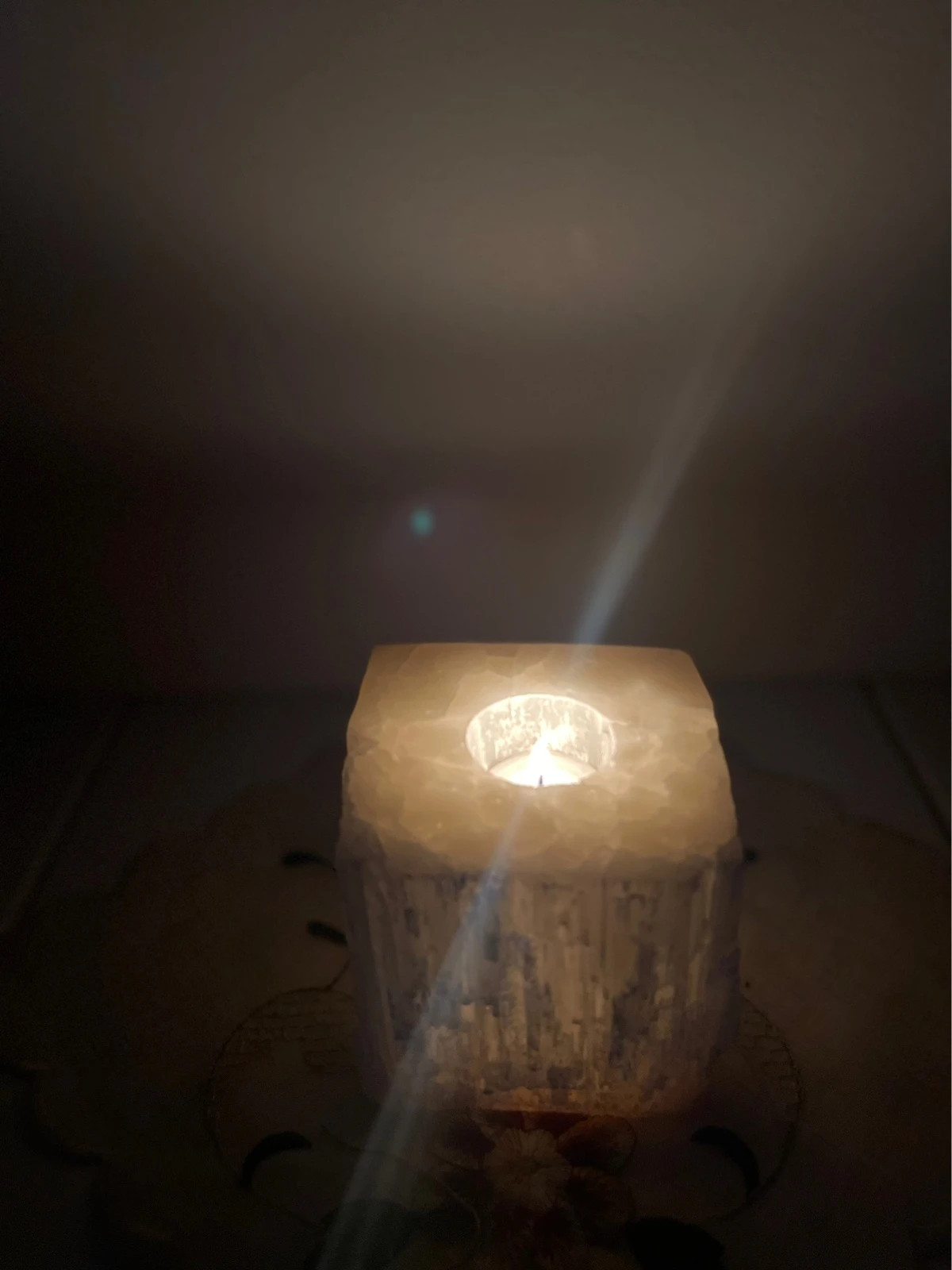 Selenite candle holder